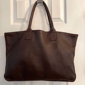 Bottega Veneta Cervo Leather Large Tote Dark Brown Laptop Bag